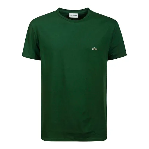 Lacoste , Green Cotton T-Shirt with Logo ,Green male, Sizes:
