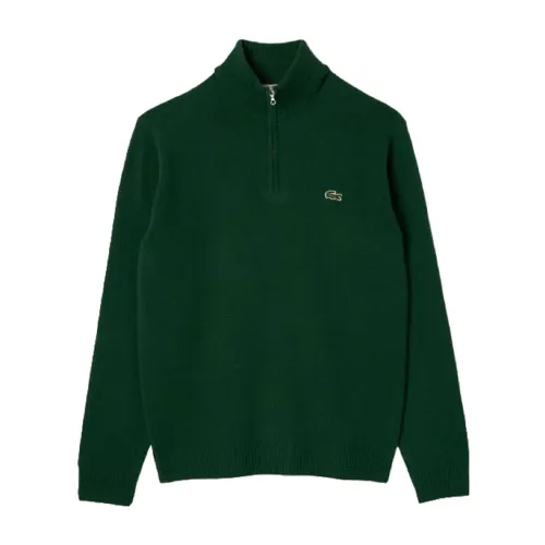 Lacoste , Green Wool Turtleneck with Zip ,Green male, Sizes: