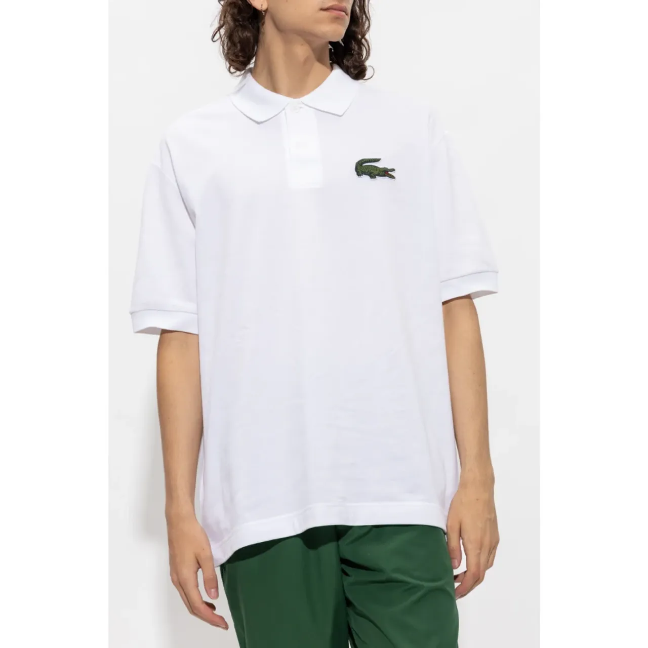 Lacoste , Logo Polo Shirt, Cotton Short Sleeve Design ,White male, Sizes: