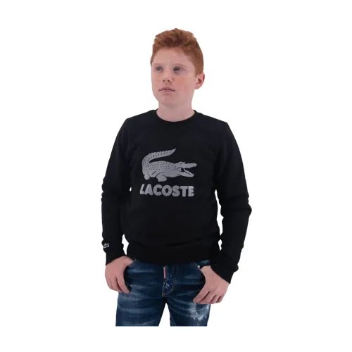 Lacoste , Logo Print Crewneck Sweatshirt ,Black male, Sizes: