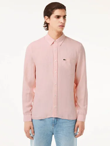 Lacoste Long Sleeve Linen Shirt, Flamingo - Flamingo - Male