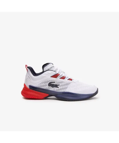 Lacoste Mens AG-LT23 Ultra Trainers in White red Mesh