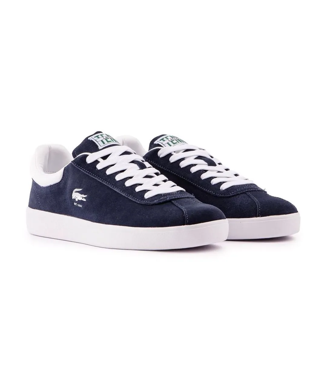 Lacoste Mens Baseshot Trainers - Blue Suede