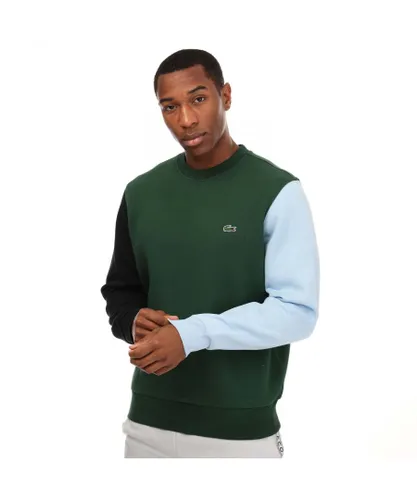 Lacoste Mens Brushed Fleece Sweatshirt in Green black Cotton