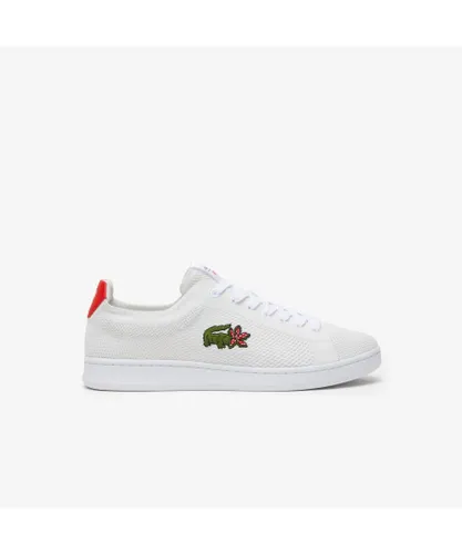 Lacoste Mens Carnaby Piquee Shoes in White red Textile