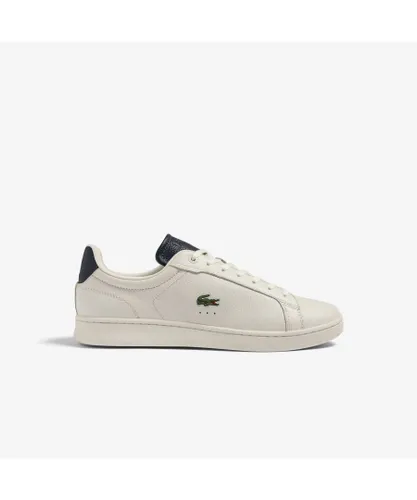 Lacoste Mens Carnaby Pro Shoes in White Navy - Blue & White Leather