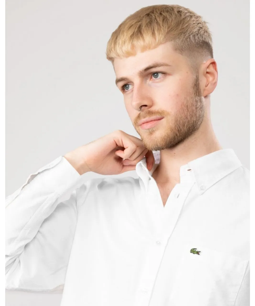 Lacoste Mens Casual Long Sleeve Woven Shirt - White