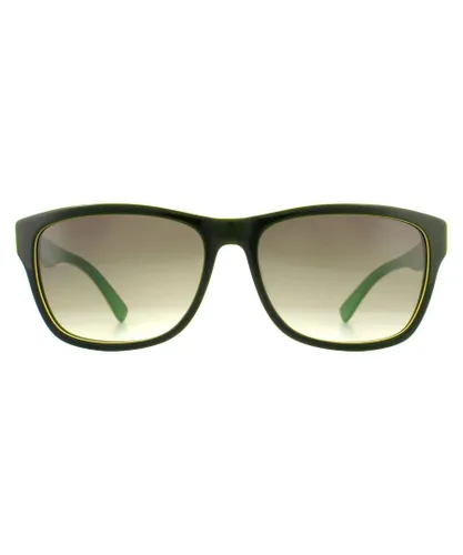 Lacoste Mens Classic Rectangle Green Grey Sunglasses - Black