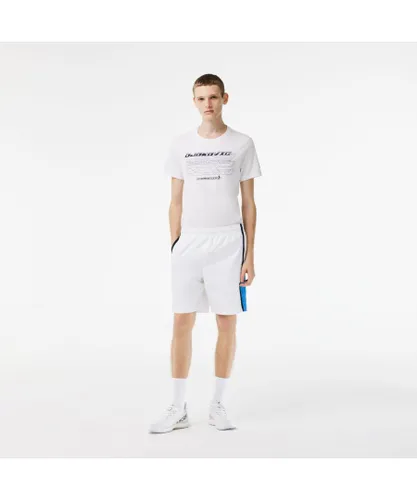 Lacoste Mens Colourblock Panels Lightweight Shorts in White