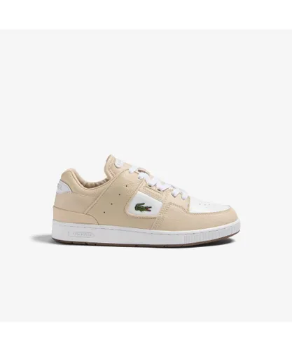Lacoste Mens Court Cage Shoes in Tan-White Leather