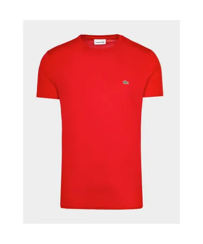 Lacoste Mens Crew Neck Pima Cotton Jersey T-Shirt in Red