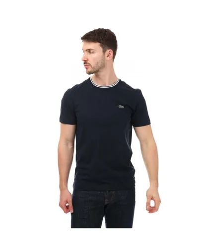 Lacoste Mens Essential T-Shirt in Navy-White Cotton