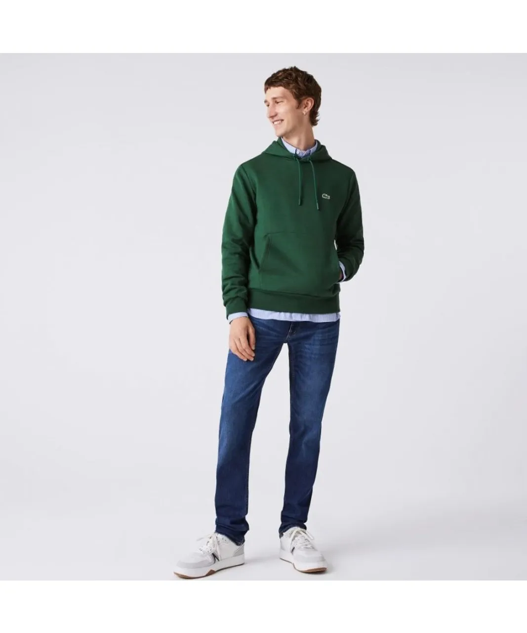 Lacoste Mens fleece hoodie for men - Green Cotton
