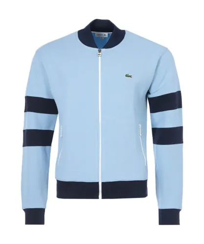Lacoste Mens Heritage Teddy Style Zip Jacket in Blue Cotton