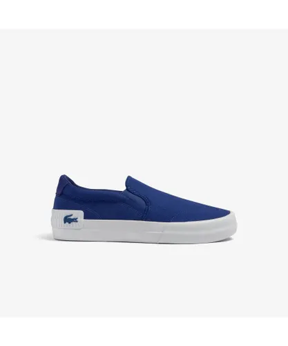 Lacoste Mens L004 Slip On Shoes in Navy-White Canvas (archived)