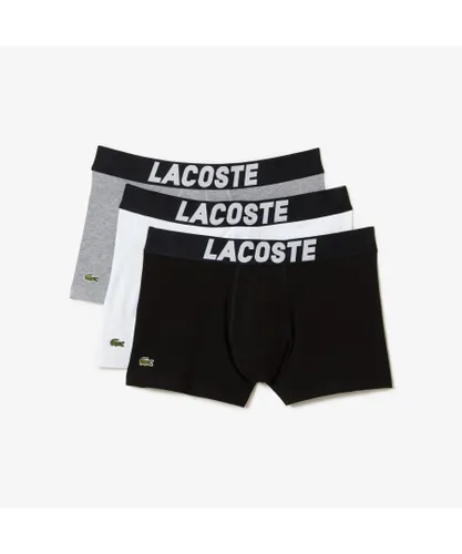 Lacoste Mens logo jersey underwear 3 pack in black - Multicolour Cotton
