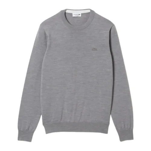 Lacoste , Men`s Merino Wool Round Neck Pullover ,Gray male, Sizes: