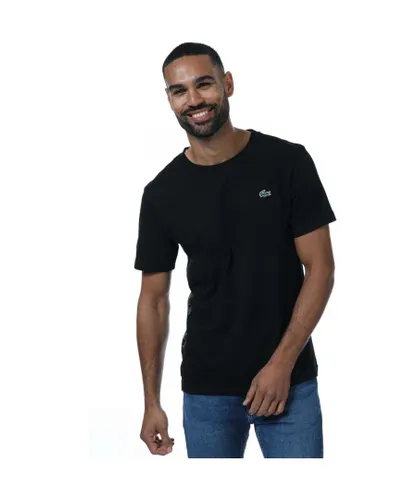 Lacoste Mens Printed Logo Cotton T-Shirt in Black