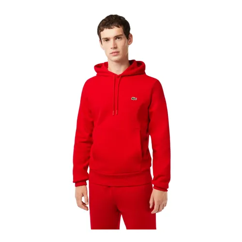 Lacoste , Mens Red Basic Hoodie ,Red male, Sizes: