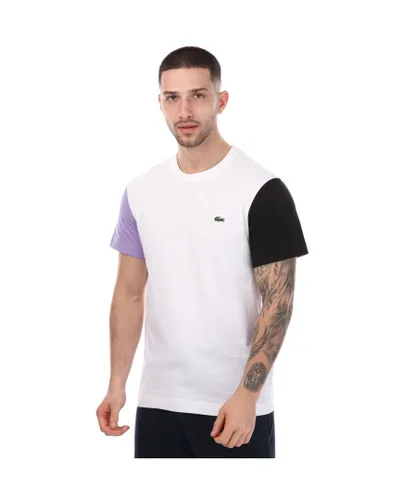 Lacoste Mens Regular Fit Colour-Block T-Shirt in White Cotton