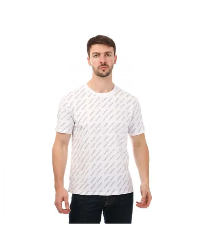 Lacoste Mens Repeated Logo Lounge T-Shirt in Navy-White Cotton