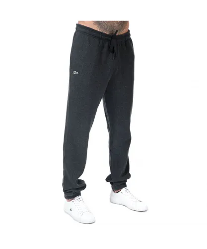 Lacoste Mens Side Logo Tracksuit Bottoms in Charcoal Cotton