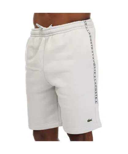Lacoste Mens Signature Print Jogger Shorts in Grey Cotton