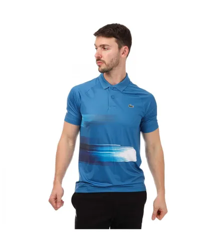 Lacoste Mens SPORT Novak Djokovic Print Stretch Polo Shirt in Blue