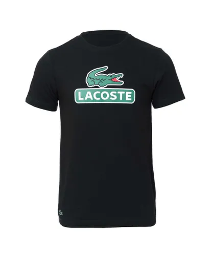 Lacoste Mens SPORT Print Logo Breathable T-Shirt in Black Cotton