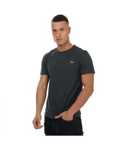 Lacoste Mens Striped Cotton T- Shirt in Black