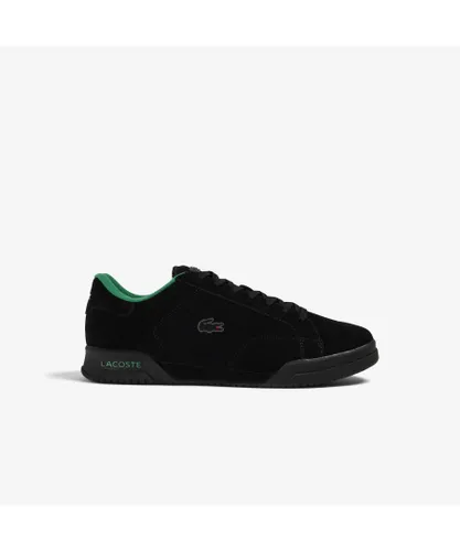 Lacoste Mens Twin Serve Trainers in Black Suede