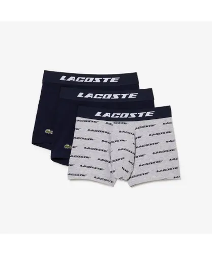 Lacoste Mens underpants with contrast waistband in a pack of 3 in gray - Blue & Grey Multi Cotton