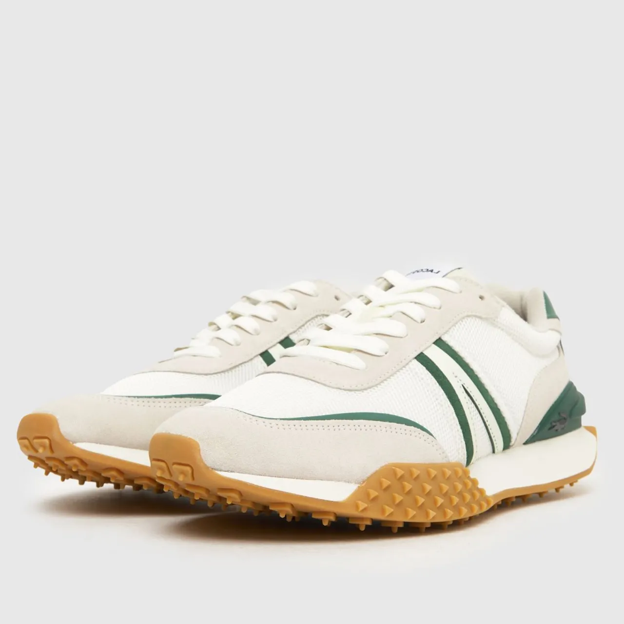 Lacoste Mens White and Green L-Spin Deluxe Trainers