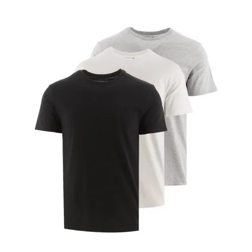 Lacoste Mens White Silver Chine Black 3-Pack Cotton T-Shirt