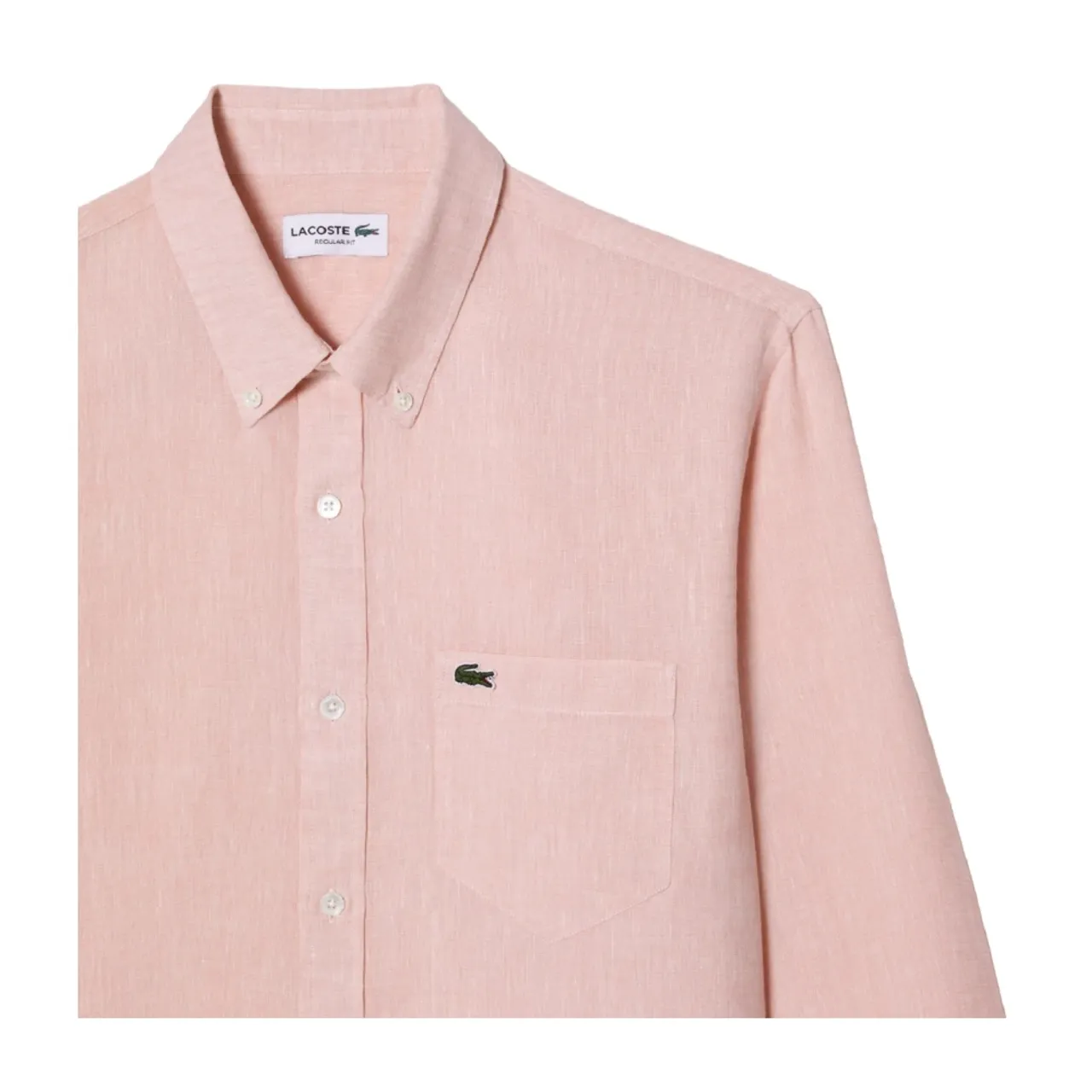 Lacoste , Minimal Linen Shirt for Men ,Pink male, Sizes: