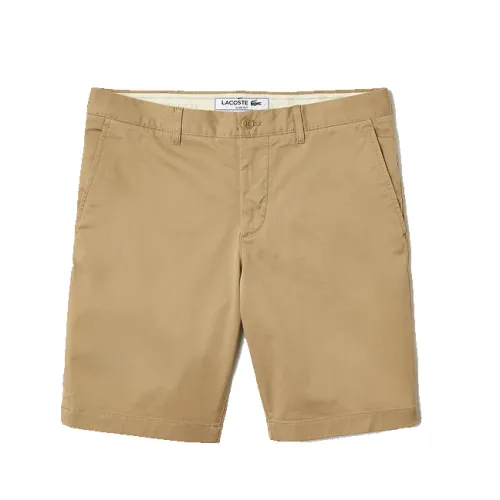 Lacoste , Modernized Slim Fit Stretch Cotton Bermuda Shorts ,Beige male, Sizes: