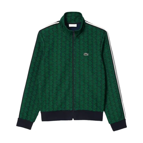 Lacoste , Monogram Zip Sweatshirt ,Green male, Sizes: