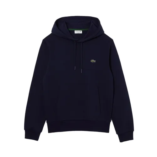 Lacoste , Organic Brushed Cotton Hoodie ,Blue male, Sizes: