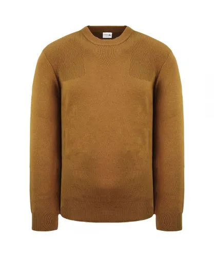 Lacoste Plain Mens Brown Sweater Wool