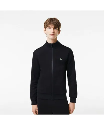 Lacoste regular fit brushed fleece Mens zip-up sweatshirt - Black Cotton