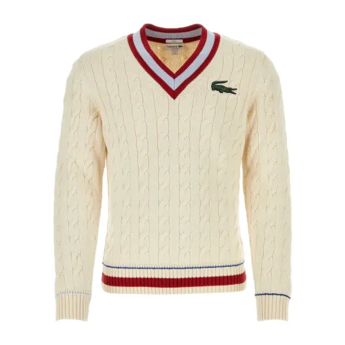 Lacoste , Sand cotton blend sweater ,Beige male, Sizes: