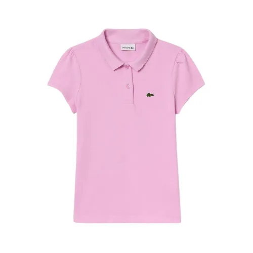 Lacoste , Short Sleeve Pique Polo for Girls ,Pink female, Sizes: