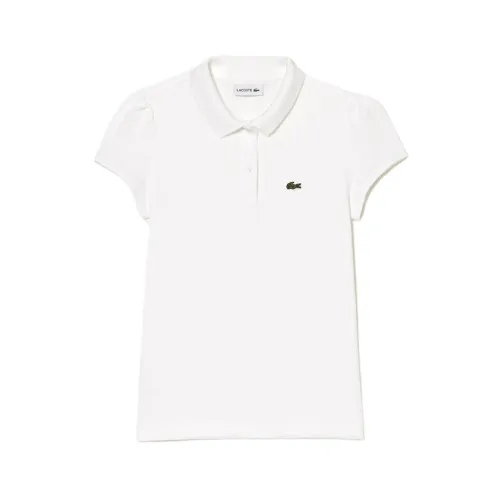 Lacoste , Short Sleeve Pique Polo for Girls ,White female, Sizes: