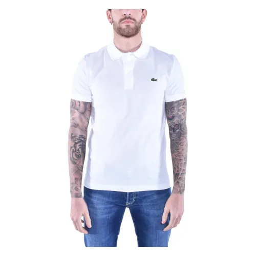 Lacoste , Short Sleeve Slim Cotton Polo ,White male, Sizes: