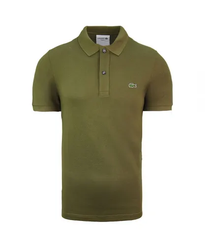 Lacoste Slim Fit Mens Khaki Polo Shirt - Green Cotton