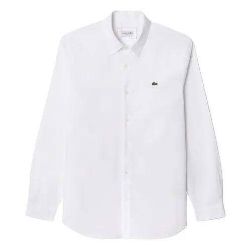 Lacoste , Slim Fit Stretch Cotton White Shirt ,White male, Sizes:
