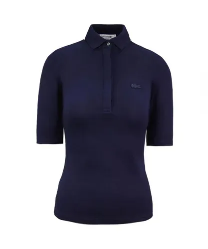 Lacoste Slim Short Sleeve Navy Blue Womens Polo Shirt PF7844 166 Cotton