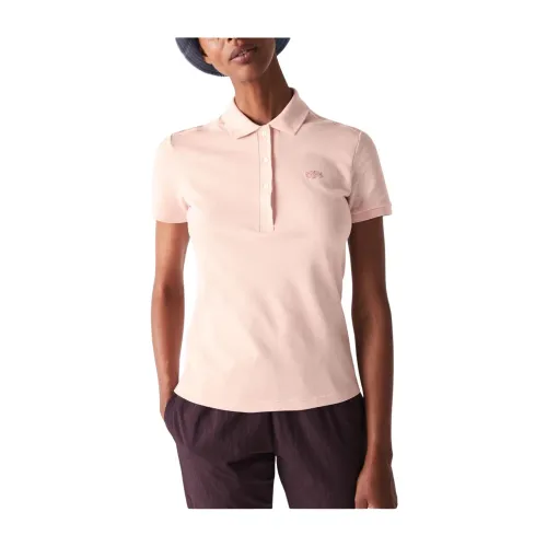 Lacoste , Stretch Cotton Piqué Polo Shirt ,Pink female, Sizes: