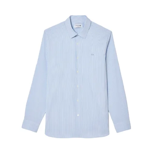 Lacoste , Striped Stretch Cotton Shirt ,Blue male, Sizes: