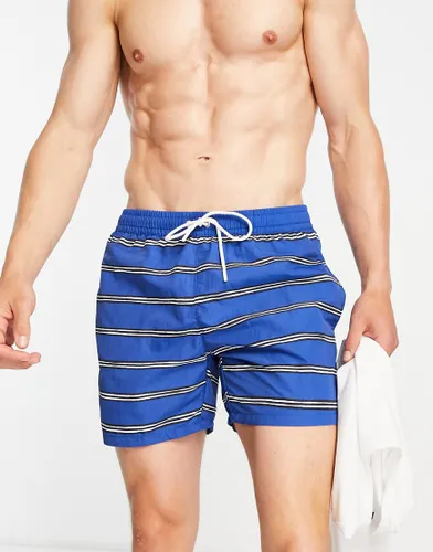 Lacoste striped swim shorts in blue